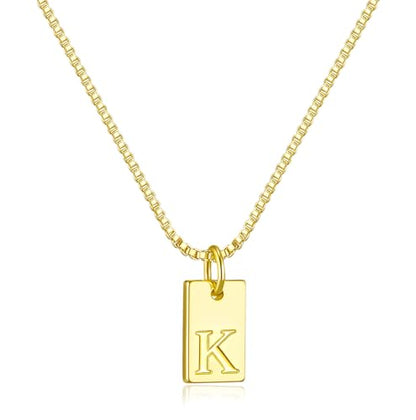 Initial Necklaces for Women 14K Gold Plated Letter Necklace Dainty Waterproof Pendant Necklace Personalized Gifts Trendy Gold Jewelry - color: K