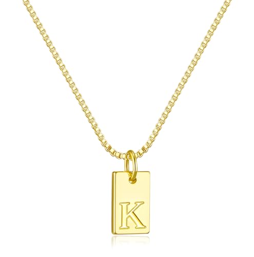 Initial Necklaces for Women 14K Gold Plated Letter Necklace Dainty Waterproof Pendant Necklace Personalized Gifts Trendy Gold Jewelry - color: K