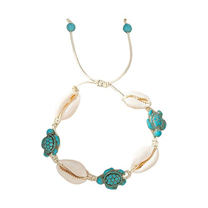 Caiyao Boho Turtle Starfish Shell Evil Eye Beach Ankle Bracelets Necklace Adjustable Summer Ocean Bracelets Jewelry for Women - style: Turtle