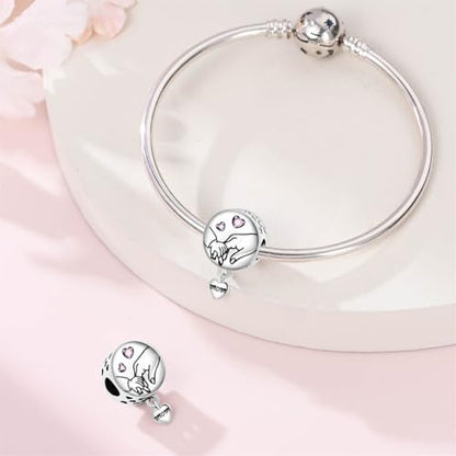 925 Sterling Silver Bead Charm for Pandora Bracelets and Necklaces,Pink Bow Cherry Butterfly Blue Ocean Pendant Bead Charms Jewelry Present Valentines Gifts for Wife/Girlfriend Women - style: Mother's Holding charm