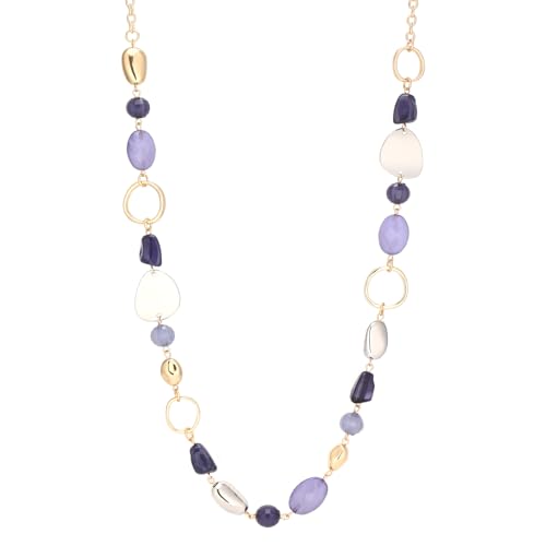 Long Gold Boho Necklaces for Women Beaded Statement Chain Long Necklace Gold Costume Jewelry Birthday Gifts for Her - color: 93-Dark Blue