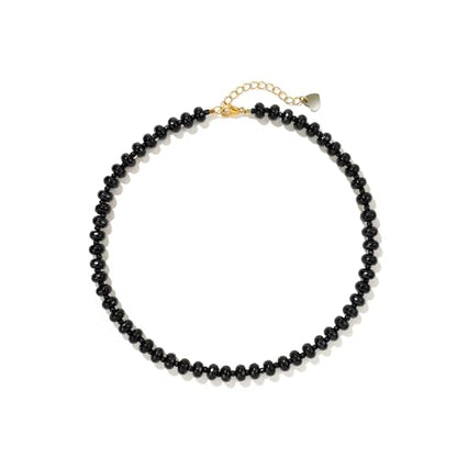 Joya Love Colorful Gemstone Beaded Necklaces For Women Trendy Rainbow Natural Stone Boho Handmade Stainless Steel Waterproof Strand Necklaces Jewelry For Women Gift - color: Black