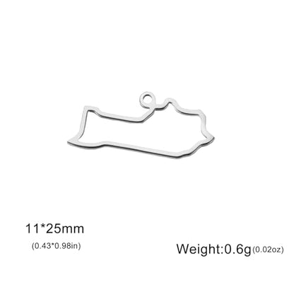 kkjoy 5Pcs Hollow Continents Maps of USA Pendant Charms for Jewelry Making and Crafting, Stainless Steel Mini Charm Craft Supplies Accessories for DIY Bracelet Necklace Earrings - color: Hollow Kentucky Map - Silver