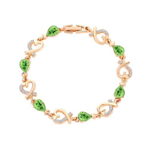Gold Bracelets For Woman Trendy Charm Heart Thin Chain Bracelet Dainty Gold Link Bracelet Jewelry Gifts For Women - color: green
