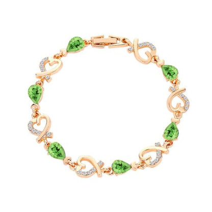 Gold Bracelets For Woman Trendy Charm Heart Thin Chain Bracelet Dainty Gold Link Bracelet Jewelry Gifts For Women - color: green