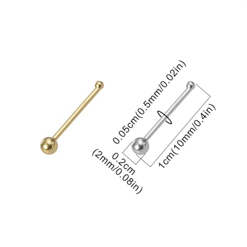 10Pcs 24G Stainless Steel Nose Studs Rings for Women Hypoallergenic Nose Piercings Jewelry Straight Bone Nose Rings 5 Gold 5 Silver