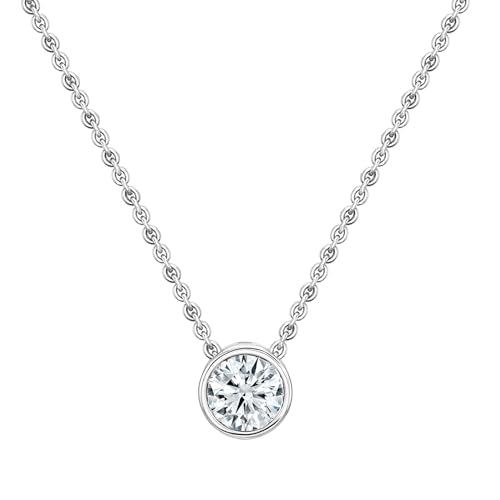 Solitaire Bezel Set Pendant Necklace | 0.25 Ctw | Round Cubic Zirconia | Women | 925 Sterling Silver