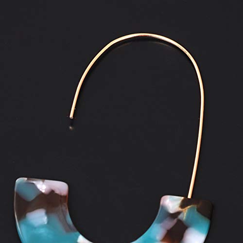 Acrylic Earrings Statement Tortoise Hoop Earrings Resin Wire Drop Dangle Earrings Fashion Jewelry For Women - color: Bule