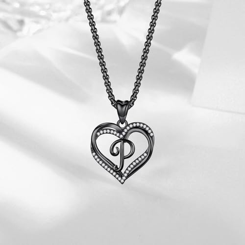 INFUSEU Unique Initial Necklaces for Women Girls Small Heart Letter Jewelry, Meaningful Personalized Gifts - style: P