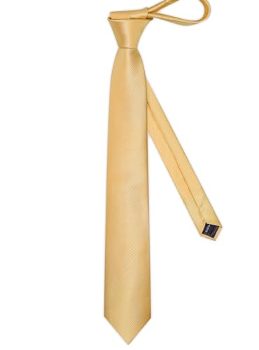 Solid Color Tie and Pocket Square with Tie Clip Lapel Pin Silk Formal Necktie Set Wedding Formal - color: Gold