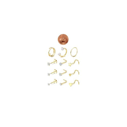 JeryWe Nose Rings for Women - 14K Gold Filled Hypoallergenic Surgical Steel Nose Ring Hoops CZ Lip Ring Screw L Shaped Studs Threadless Flat Back Stud Nose Piercings Jewelry for Women Men - style: 14K Gold Filled -Horseshoe