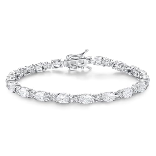 FANCIME Glamour Radiance Sterling Silver Birthstone Tennis Bracelets 7" | Charm Fine Jewelry Birthday Gifts for Women - color: Cubic Zirconia