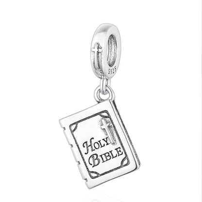 LaMenars 925 Sterling Silver Charms for Pandora Bracelets & Necklaces | Bead Charms Birthday Holiday Jewelry Gifts For Women - color: Holy Beble Cross Dangle