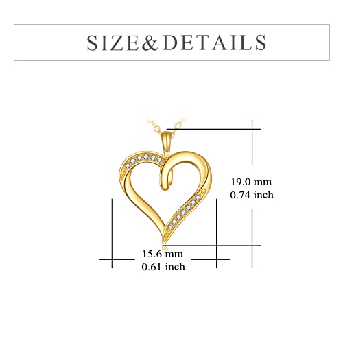 KECHO 14K Yellow Gold Heart Pendant Forever Love Necklace Fine Dainty Jewelry Birthday Gifts for Women Girlfriend