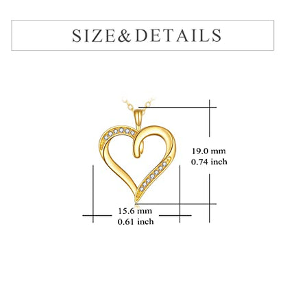 KECHO 14K Yellow Gold Heart Pendant Forever Love Necklace Fine Dainty Jewelry Birthday Gifts for Women Girlfriend