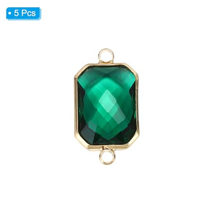 PATIKIL Birthstone Connector Link, Diamond Clear Charm Links, Glass Jewelry Findings Crystal Bead Link for Drop Dangle Pendants Necklace Bracelet Earring - color: Green