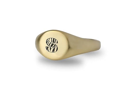 Custom Pattern Letter Signet Ring - Engraved Name Personalized Initials Gift For Her