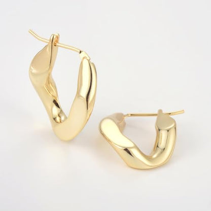 RENAIZ Bold Statement Hoop & Stud Earrings for Women – 14K Gold & Rhodium Plated Maximalist Jewelry, Chunky Geometric Boho Earrings, Hypoallergenic Non-Tarnish Trendy Gift - color: Yellow Gold, style: Twisted Overlap
