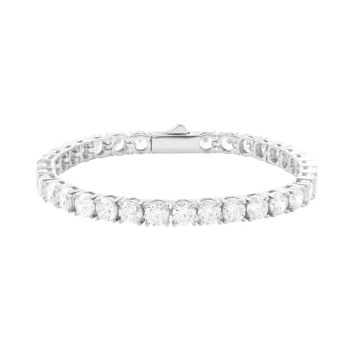 18K Gold Plated Tennis Bracelet for Women Men, 3/4/5mm Iced Out 5A Cubic Zirconia Classic Tennis Chain Bracelets 7 Inches 8 Inches, Diamond Tennis Bracelet Lady Fashion Jewelry - color: Silver, size: 8 Inches, style: 5mm