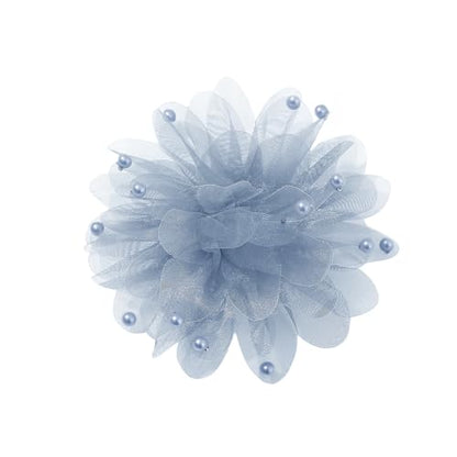 13cm/5in Beaded Mesh Flower Brooch Pin for Women Girls Dainty Round Shell Pearl Ball Beads Camellia Peony Flowers Brooches Lapel Hair Pins Elegant Wedding Anniversary Accessories Jewelry - color: Blue