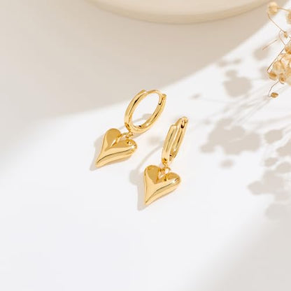 Two Tone Heart Dangle Earrings for Women Gold and Silver Heart Hoop Earrings 14K Gold Plated Valentine's Day Trendy Jewelry Everyday Jewelry - color: gold A