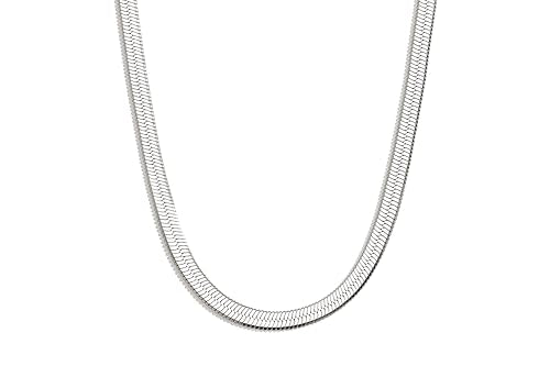 WomenGifts 14K Gold Silver Plated Herringbone Necklace for Women, Dainty Snake Chain Choker, Trendy Simple Long Layered Jewelry Non Tarnish, 3/4/5/8mm,14,16,18,20,22,24,26 Inch Thin & Chunky Options - color: Silver, style: 4mm-14inch