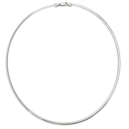 Savlano 925 Sterling Silver 3MM Italian Solid Flat Omega Chain Necklace for Women - Made in Italy Comes With a Gift Box