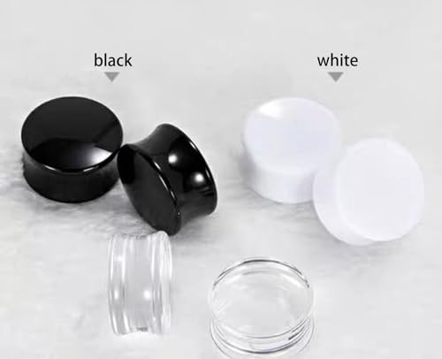 6G-26mm Acrylic Plastic Ear Gauges Tunnels Stretching Kit Double Flared Plugs Tunnels Expanders Stretcher Saddle Gauges Earrings for Men Women Black White Clear - color: White 6G-26mm