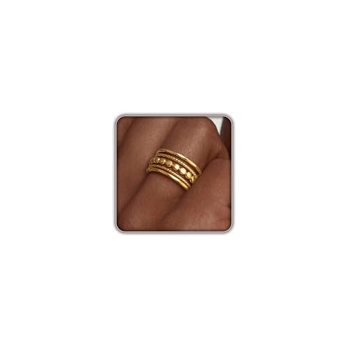 FISSEN JEWELRY 5PCS Gold Rings for Women, Dainty 14K Gold Plated Finger Rings, Trendy Stackable Thumb Pinky Midi Ring Set, Hypoallergenic Band Non Tarnish Jewelry Gifts Fashion Accessories Size 6-10 - color: Gold, size: 6