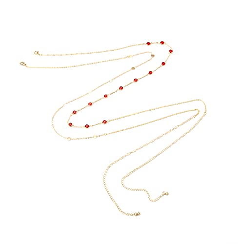 Sexy Multi-Layered Waist Chain Bikini Bead Belly Chain Summer Sequin Waist Chain Beach Crystal Waist Body Chain for Women - color: Red