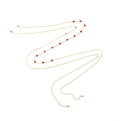 Sexy Multi-Layered Waist Chain Bikini Bead Belly Chain Summer Sequin Waist Chain Beach Crystal Waist Body Chain for Women - color: Red