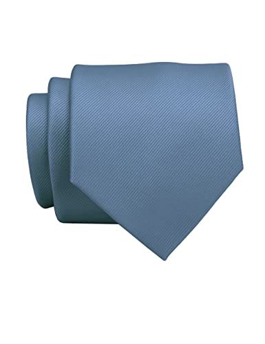 GUSLESON New 3.15"（8cm） Solid Color Necktie and Pocket Square Cufflinks Clip Set - color: Dusty Blue