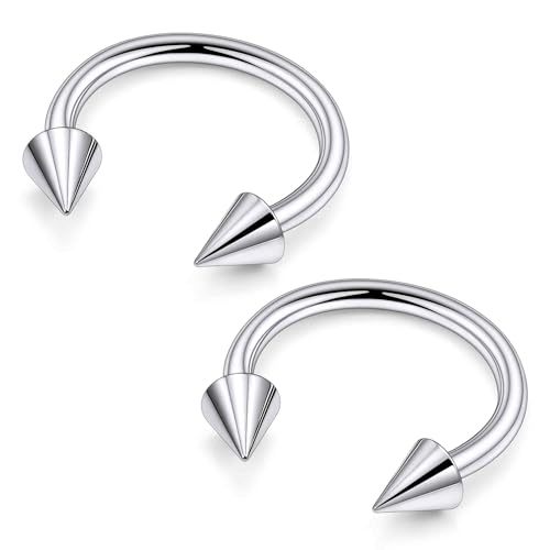 20G 18G 16G 14G 12G Horseshoe Nose Ring Titanium Septum Rings Piercing Jewelry Cartilage Conch Helix Rook Lip Tragus Earring Hoop Eyebrow Retainer For Women Men 6mm 8mm 10mm 12mm 14mm 16mm 19mm - size: Spike: 14G - 16MM