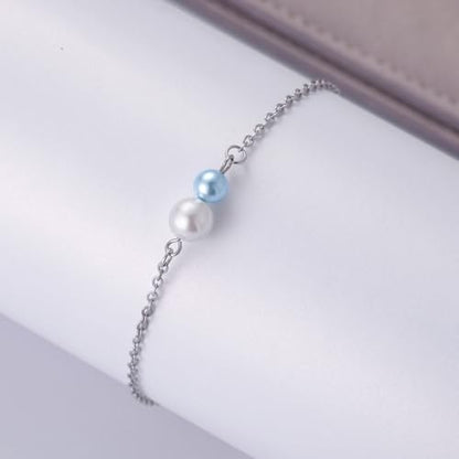 Ralukiia Something Blue Anklet for Bride, Walk Down the Aisle Anklet, Wedding Day Foot Jewelry, Something Blue Wedding Gifts for Bride, Bridal Ankle Bracelet, Bridal Shower Gift - color: 2 Pearls