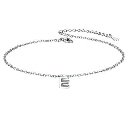 ChicSilver Initial Bracelet for Women 925 Sterling Silver Letter Initial Bracelet Dainty Personalized 26 Alphabet Jewelry Gifts for Birthday Anniversary Wedding - style: E