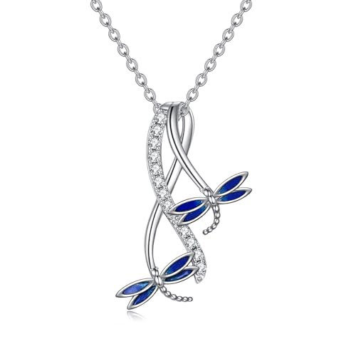 POPLYKE Cross Necklace for Women 925 Sterling Silver Cross Pendant Necklace Animal Jewelry Christmas Gifts for Women Mother Grandma - style: Dragonfly-1