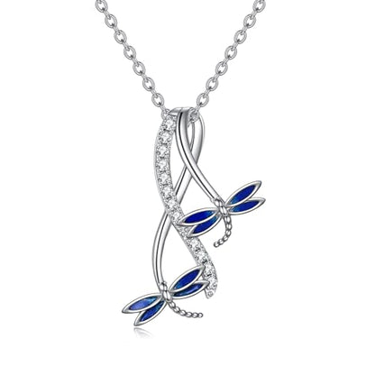 POPLYKE Cross Necklace for Women 925 Sterling Silver Cross Pendant Necklace Animal Jewelry Christmas Gifts for Women Mother Grandma - style: Dragonfly-1