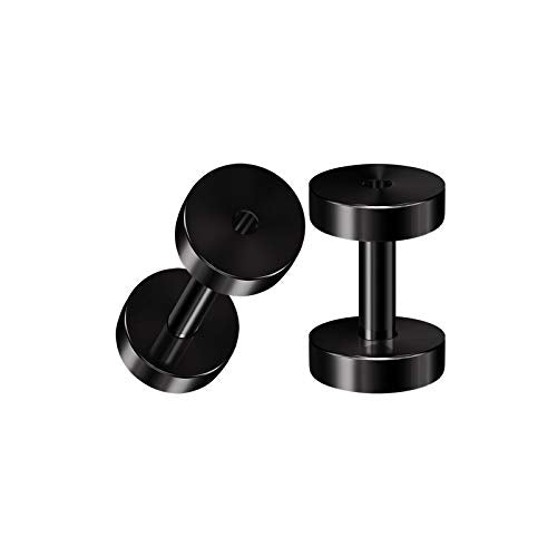 Pair of 316L Surgical Steel Black Anodized Screw-fit Piercing Jewelry Ear Stretching Lobe Plugs flesh Tunnel Earring - style: A03 2Pcs 12g (2mm)
