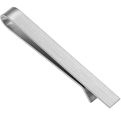 2.2/2.5 Inch Tie Clips for Men's tie in Gift Box, tie bar & pins set for larger width necktie in black red white blue color, Suitable for Wedding Anniversary Christmas Party - size: 2.5'' Wide, style: 1pcs Silver