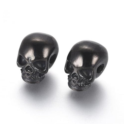 Elecrelive 10Pcs Gunmetal Stainless Steel Skull Head Beads Skeleton Skull Spacer Beads Halloween Charms for Gothic Necklace Bracelets Earrings Jewelry Making - color: Gunmetal