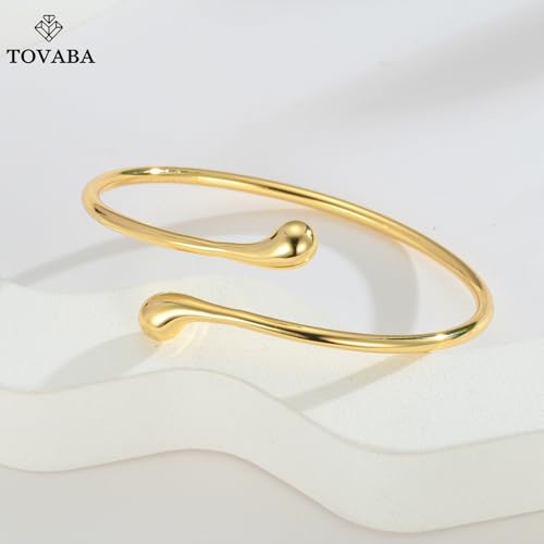 Chunky 14k Gold Cuff Bracelets for Women - Non Tarnish Teardrop Bangle Multi-layer Cross Wire Open Bracelets - color: 05 Gold-Teardrop Cuff Bracelets