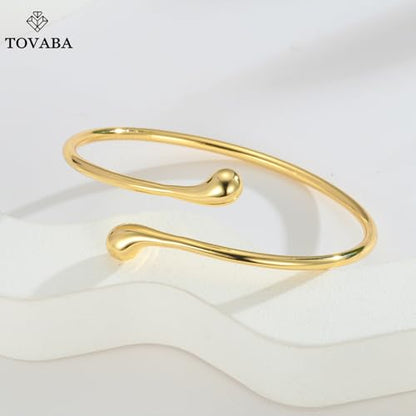Chunky 14k Gold Cuff Bracelets for Women - Non Tarnish Teardrop Bangle Multi-layer Cross Wire Open Bracelets - color: 05 Gold-Teardrop Cuff Bracelets