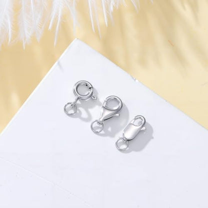 925 Sterling Silver Lobster Clasp for DIY Necklace Bracelet Jewelry Making, Double Spring Clasp with Closed Jump Rings, Necklace Extender Clasp Connector Bracelet Extension (Style 10) - style: Style 10
