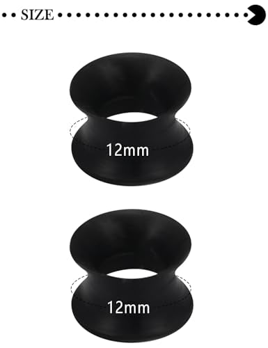 10G-50mm Thin Black Silicone Ear Gauges Tunnels Rubber Ear Plugs Gauges Double Flared Flexible Tunnel Earrings for Women Men - color: 12mm = 1/2 inch
