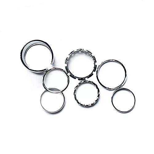 Gothic Knuckle Ring Set 7 Pcs Half Open Finger Ring Silver Punk Stackable Rings for Women or Men