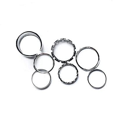 Gothic Knuckle Ring Set 7 Pcs Half Open Finger Ring Silver Punk Stackable Rings for Women or Men