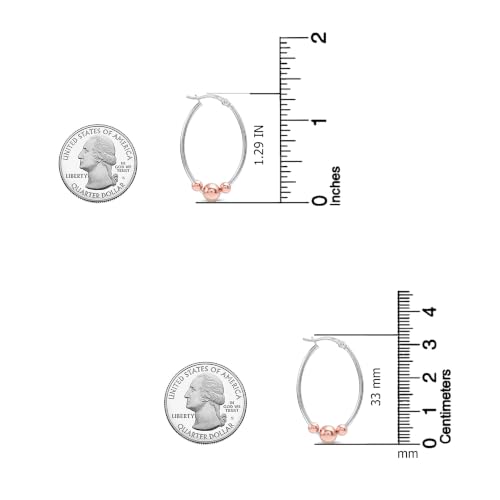 LeCalla 925 Sterling Silver Hoop Earrings for Women | Lightweight Two-Tone & Gold-Plated Hoops Earring Jewelry | Bead Ball & Evil Eye Click-Top Round & Oval Hoop Earrings Jewelry Gifts - color: Rose-Gold Oval