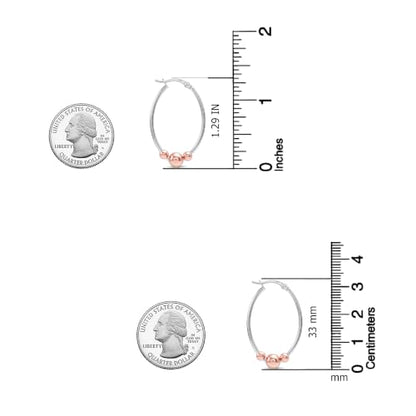 LeCalla 925 Sterling Silver Hoop Earrings for Women | Lightweight Two-Tone & Gold-Plated Hoops Earring Jewelry | Bead Ball & Evil Eye Click-Top Round & Oval Hoop Earrings Jewelry Gifts - color: Rose-Gold Oval