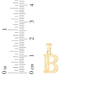 Floreo 10k Yellow Gold 0.45" Personalized Lighting Alphabet Letter A - Z Initial Charm Pendant with optional Extendable Chain Necklace - size: Pendant with Adjustable Chain, 18", style: - B -