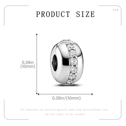 KEQ Clip Spacer Charm for Bracelet 925 Silver Pave Cubic Zirconia Clip Lock Stopper Bead Spacer For Women Bracelets Stopper Birthday Gifts European Openable Beads 2pcs - color: Pink CZ